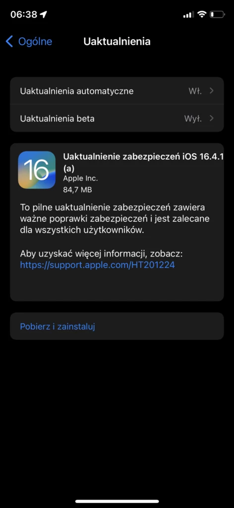 Oznaczenie nowej aktualizacji na iPhone'ach