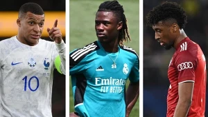Od lewej: Kylian Mbappe, Eduardo Camavinga i Kingsley Coman. Czy któregoś dnia zagrają razem w MU?