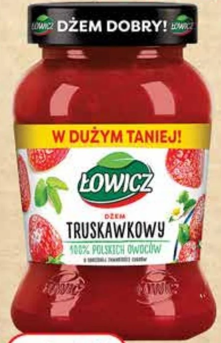Łowicz XXL Dżem truskawkowy o obniżonej zawartości cukrów 450 g
