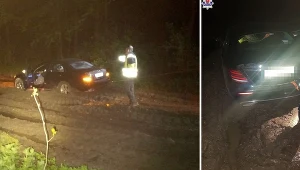 Francuzi utknęli nocą w lesie. Ich auto ugrzęzło w błocie