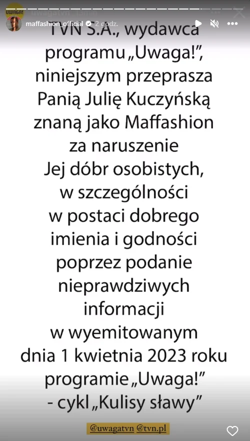 Maffashion przeprosiny od TVN Maffashion przeprosiny od TVN