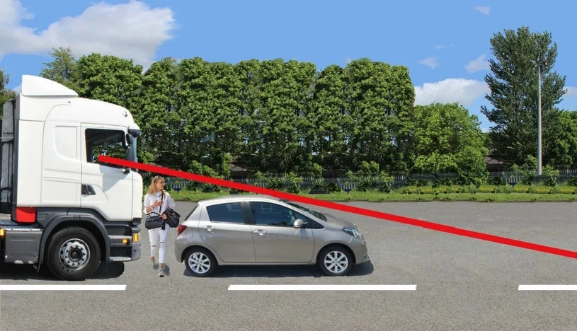 Martwe pole przed kabiną ciężarówki