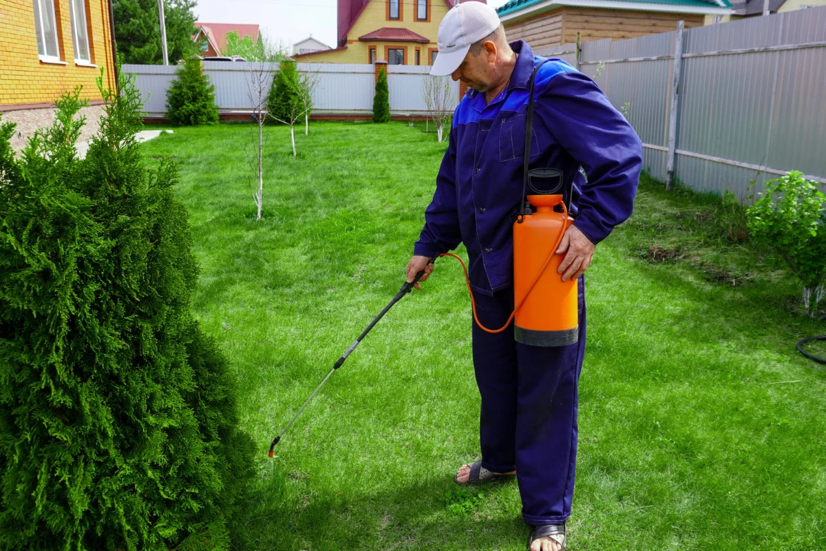 Nie należy rozpylać środków ochrony roślin bez odpowiedniego zabezpieczenia, czyli gogli i maski ochronnej, a także rękawic