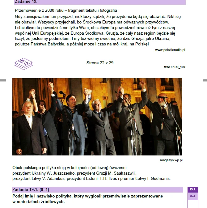 Na maturze z WOS pojawił się Lech Kaczyński 