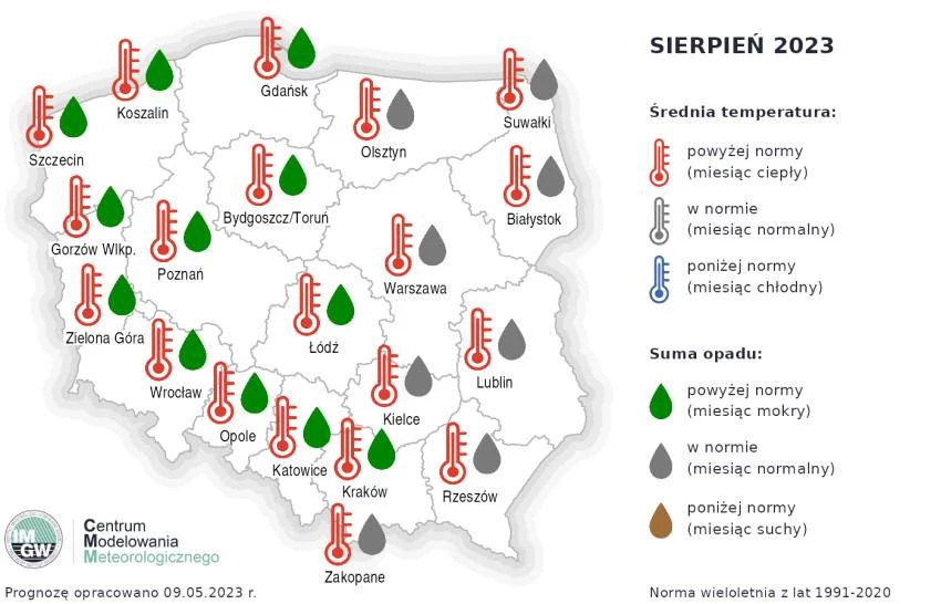 Prognoza pogody na sierpień 2023 Prognoza pogody na sierpień 2023