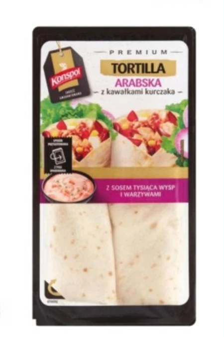 Konspol Premium Tortilla latynoska z kawałkami kurczaka z sosem salsa mexicana i warzywami 250 g