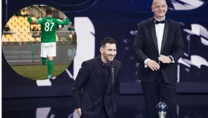 Marcin Oleksy i Leo Messi. Fot. Lukasz Gdak i Rex Features