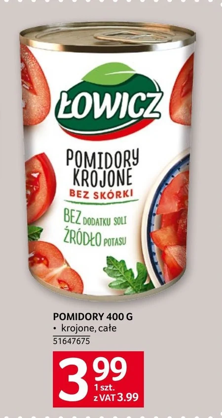 Łowicz Pomidory krojone bez skórki 400 g