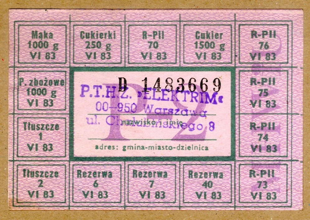 Kartka na żywność, 1983 r.