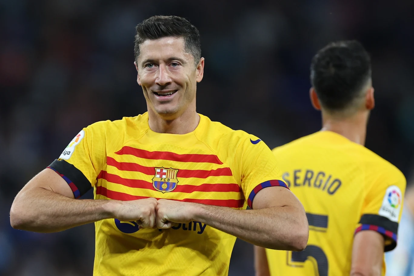 Robert Lewandowski w meczu Espanyol - FC Barcelona