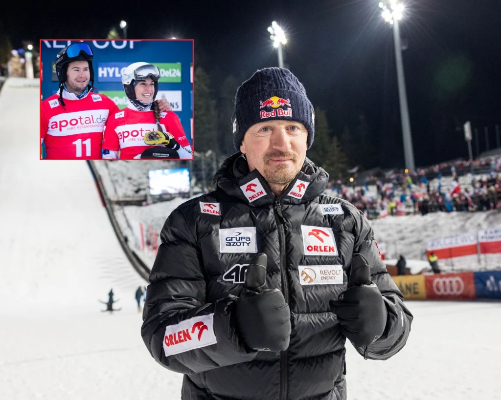Adam Małysz. W ramce Oskar Kwiatkowski i Aleksandra Król Adam Małysz. W ramce Oskar Kwiatkowski i Aleksandra Król