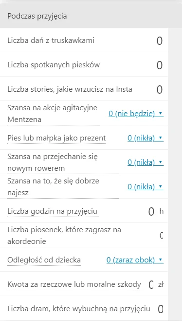 Kategoria "podczas przyjęcia". Kategoria "podczas przyjęcia".