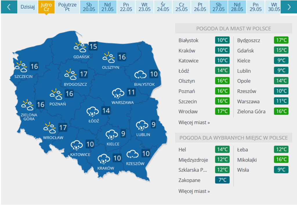 Jak wyjaśnić różnice temperatury pomiędzy wschodnią a zachodnią częścią kraju? (pogoda.interia.pl)