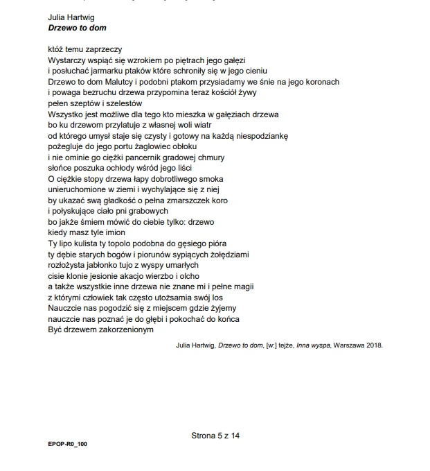 Julia Hartwig, "Drzewo to dom" Julia Hartwig, "Drzewo to dom"