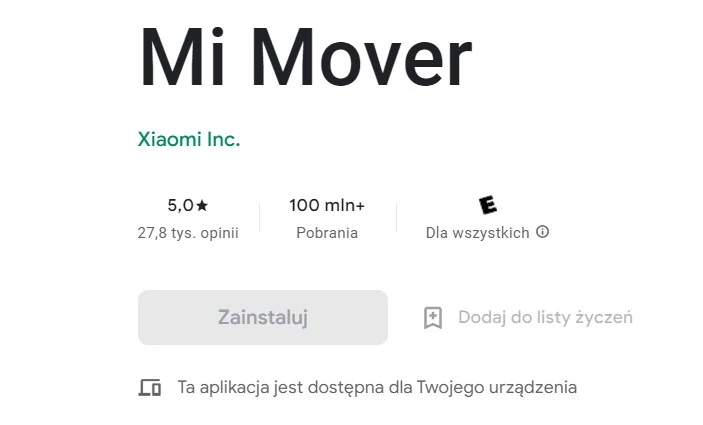 Mi Mover - aplikacja do przenoszenia danych na telefon Xiaomi.