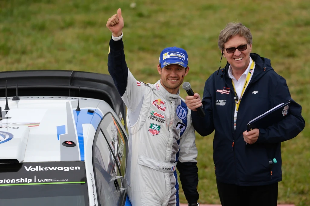 Z Sebastienem Ogierem na mecie Rajdu Polski w 2014 roku