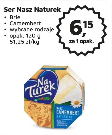 NaTurek Ser pleśniowy camembert naturalny 120 g