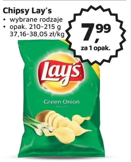 Lay's Chipsy ziemniaczane o smaku zielonej cebulki 215 g