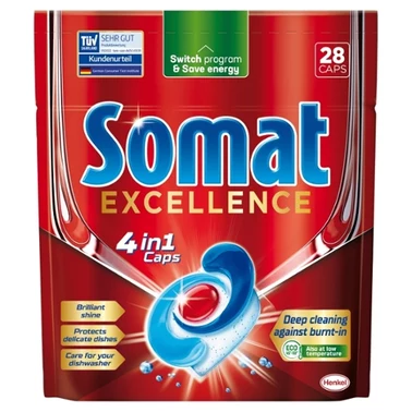 Somat Excellence 4 in 1 Caps Kapsułki do mycia naczyń w zmywarkach 484,4 g (28 x 17,3 g) - 1