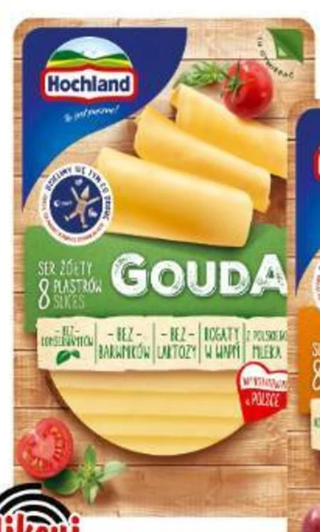 Hochland Ser żółty gouda w plastrach 135 g