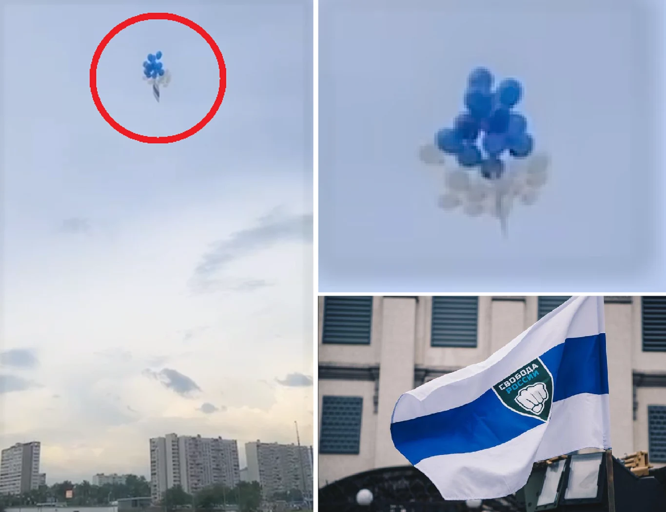 Nad Moskwą przeleciały balony ze znienawidzoną na Kremlu flagą legionu "Wolność Rosji" Nad Moskwą przeleciały balony ze znienawidzoną na Kremlu flagą legionu "Wolność Rosji"