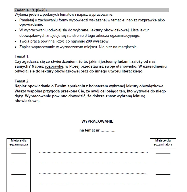 Egzamin ósmoklasisty 2023 z polskiego: arkusz CKE i odpowiedzi Egzamin ósmoklasisty 2023 z polskiego: arkusz CKE i odpowiedzi