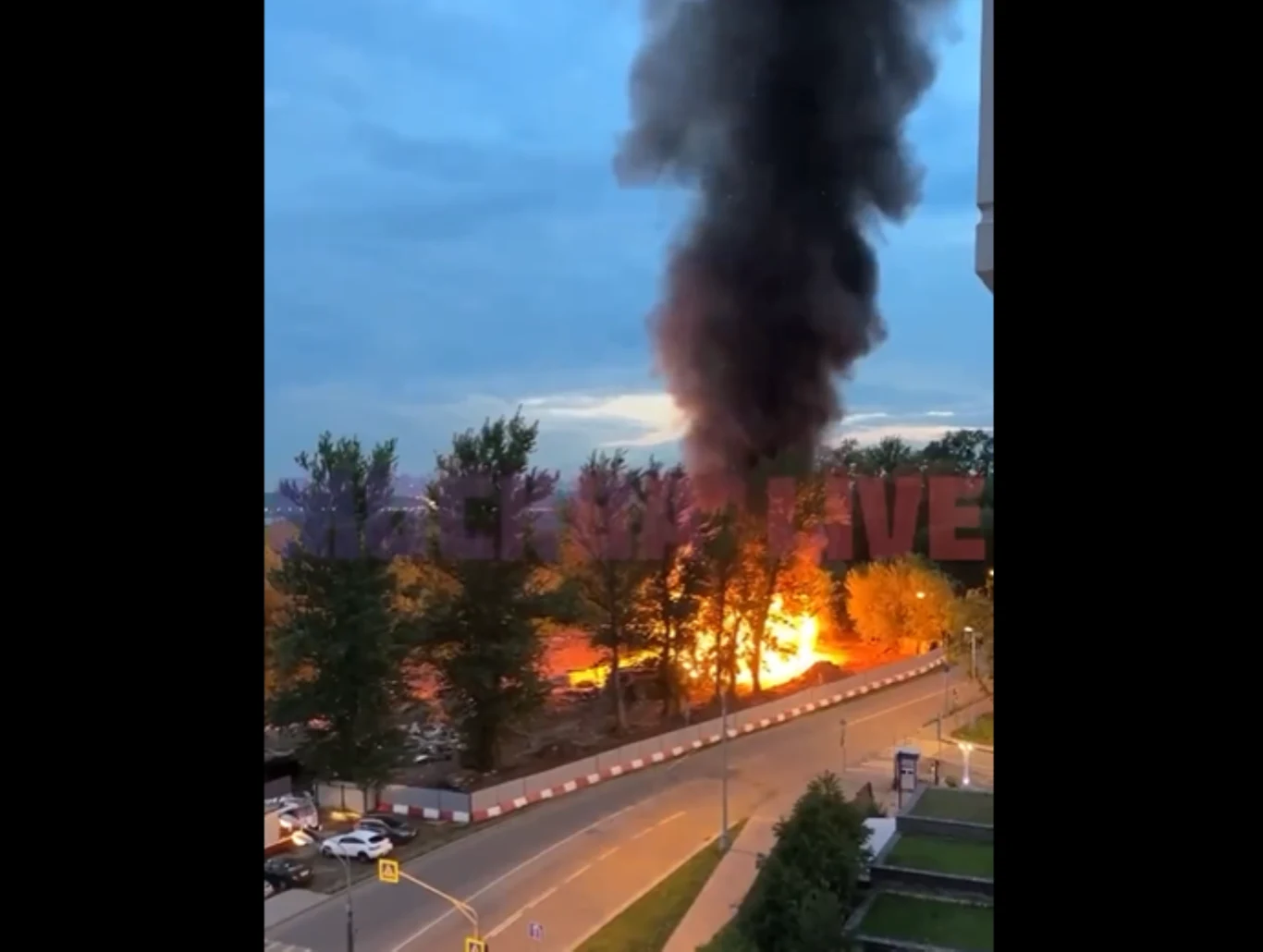 Zrzut ekranu. Pożar w Moskwie