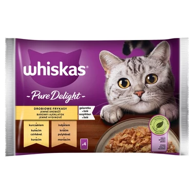 Whiskas Pure Delight Mokra karma dla kotów drobiowe frykasy galaretka 340 g (4 x 85 g) - 0