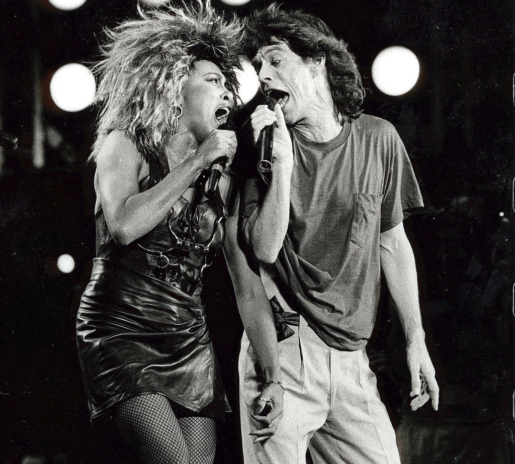 Tina Turner i Mick Jagger na Live Aid w 1985 r.