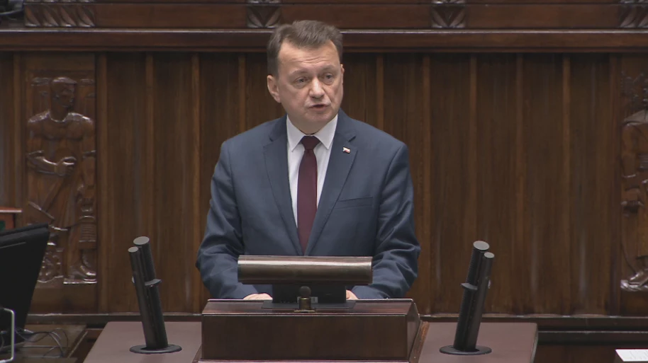 Mariusz Błaszczak podczas wystąpienia w Sejmie Mariusz Błaszczak podczas wystąpienia w Sejmie