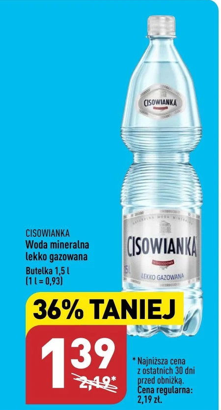 Cisowianka Naturalna woda mineralna gazowana niskosodowa 1,5 l