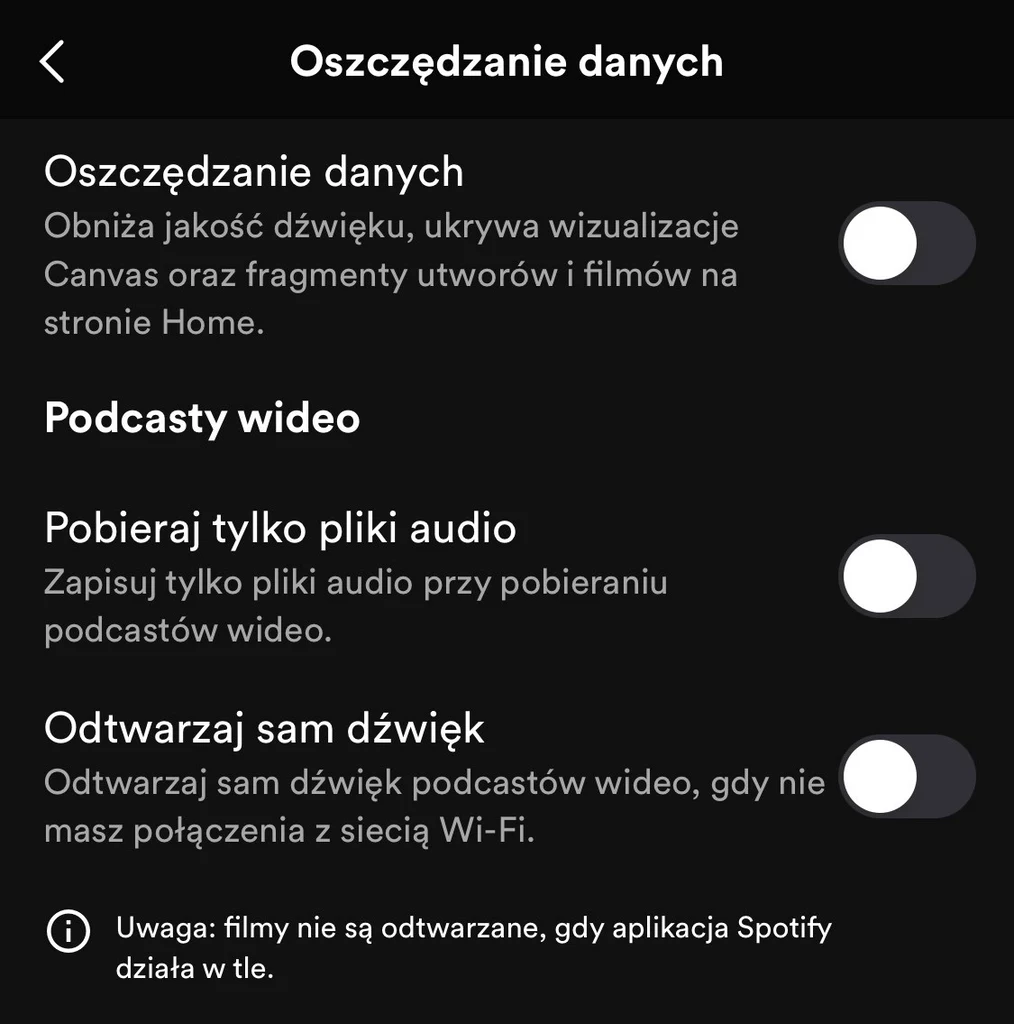 Spotify i oszczędzanie danych.