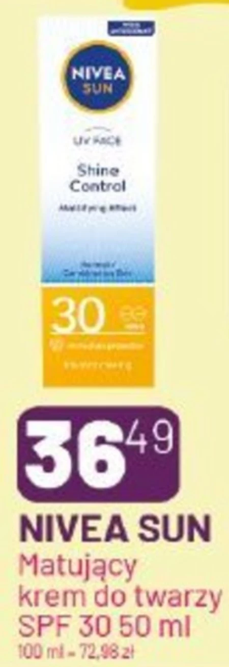 Nivea SUN UV Face Shine Control Matujący krem do twarzy z filtrem SPF 30 50 ml