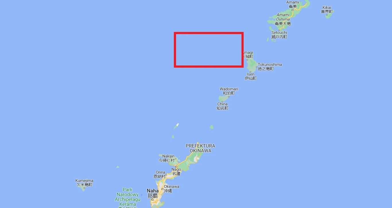 Obszar, gdzie prawdopodobnie może spoczywać wrak okrętu USS Mannert L. Abele Obszar, gdzie prawdopodobnie może spoczywać wrak okrętu USS Mannert L. Abele