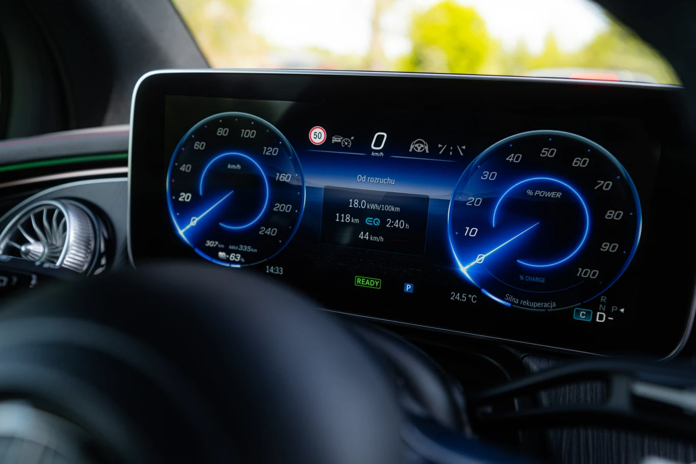 Średnie zużycie energii w wersji EQE SUV 350+ po zakończeniu jazd Średnie zużycie energii w wersji EQE SUV 350+ po zakończeniu jazd