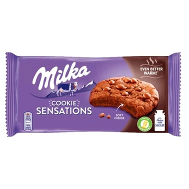 Milka Sensations Cookies Ciastka kakaowe z miękkim środkiem i kawałkami czekolady mlecznej 156 g - 2