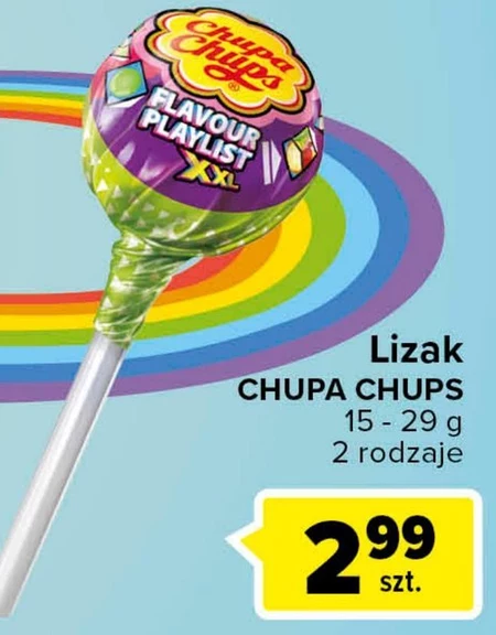 Chupa Chups Flavour Playlist XXL Lizak wielosmakowy z gumą balonową 29 g