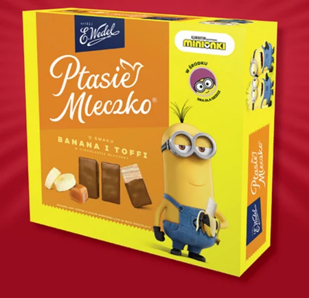 E. Wedel Ptasie mleczko o smaku banana i toffi w czekoladzie mlecznej 340 g