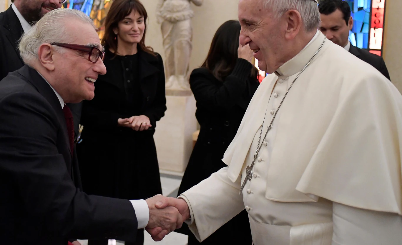 Martin Scorsese podczas spotkania z papieżem Franciszkiem w 2016 roku Martin Scorsese podczas spotkania z papieżem Franciszkiem w 2016 roku