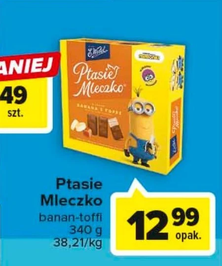 E. Wedel Ptasie mleczko o smaku banana i toffi w czekoladzie mlecznej 340 g