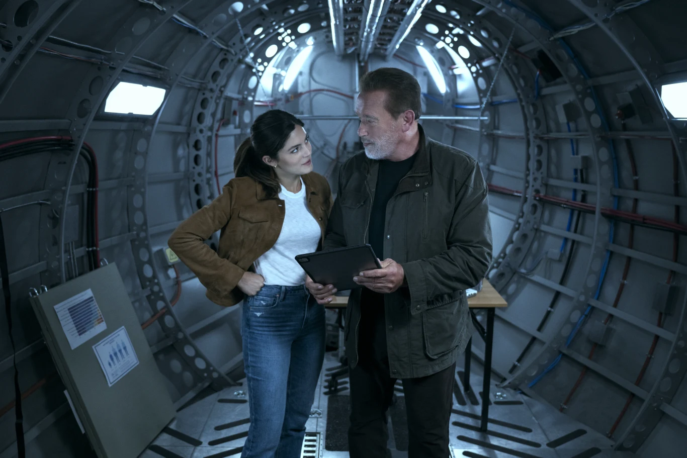 "Fubar": Monica Barbaro, Arnold Schwarzenegger "Fubar": Monica Barbaro, Arnold Schwarzenegger