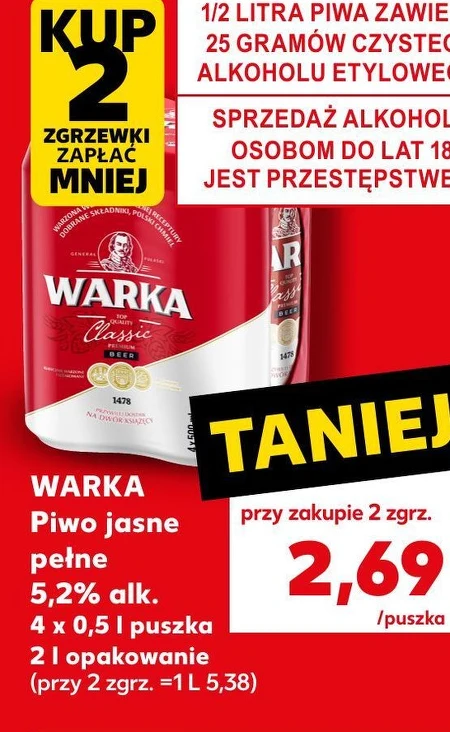 Warka Classic Piwo jasne 4 x 500 ml