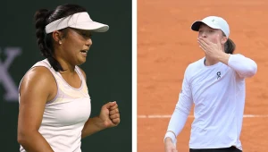 Claire Liu (z lewej) i Iga Świątek (z prawej)