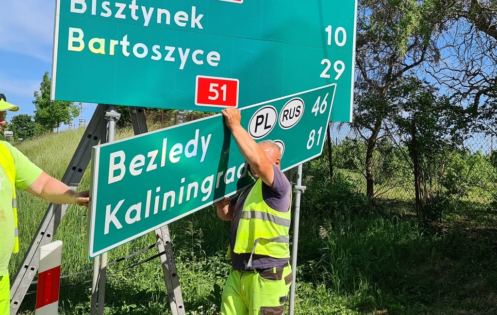 Z polskich znaków drogowych znikają nazwy Kaliningrad i Obwód Kaliningradzki. Zastępuje je polska nazwa miasta - Królewiec