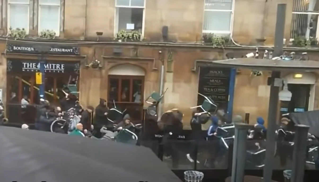 Zamieszki z udziałem kibiców Śląska Wrocław (żr. Hooligans.TV)