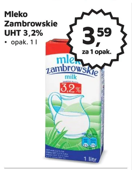 Mleko zambrowskie UHT 3,2 % 1 l