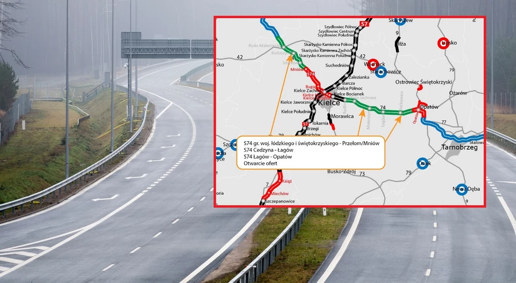 Chęć realizacji trzech odcinków drogi ekspresowej S74 zgłosiło łącznie 33 firm.