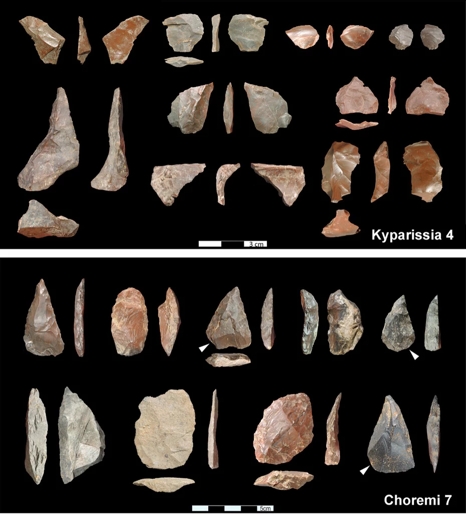 Kamienne narzędzia znalezione na stanowisku Kyparissia 4