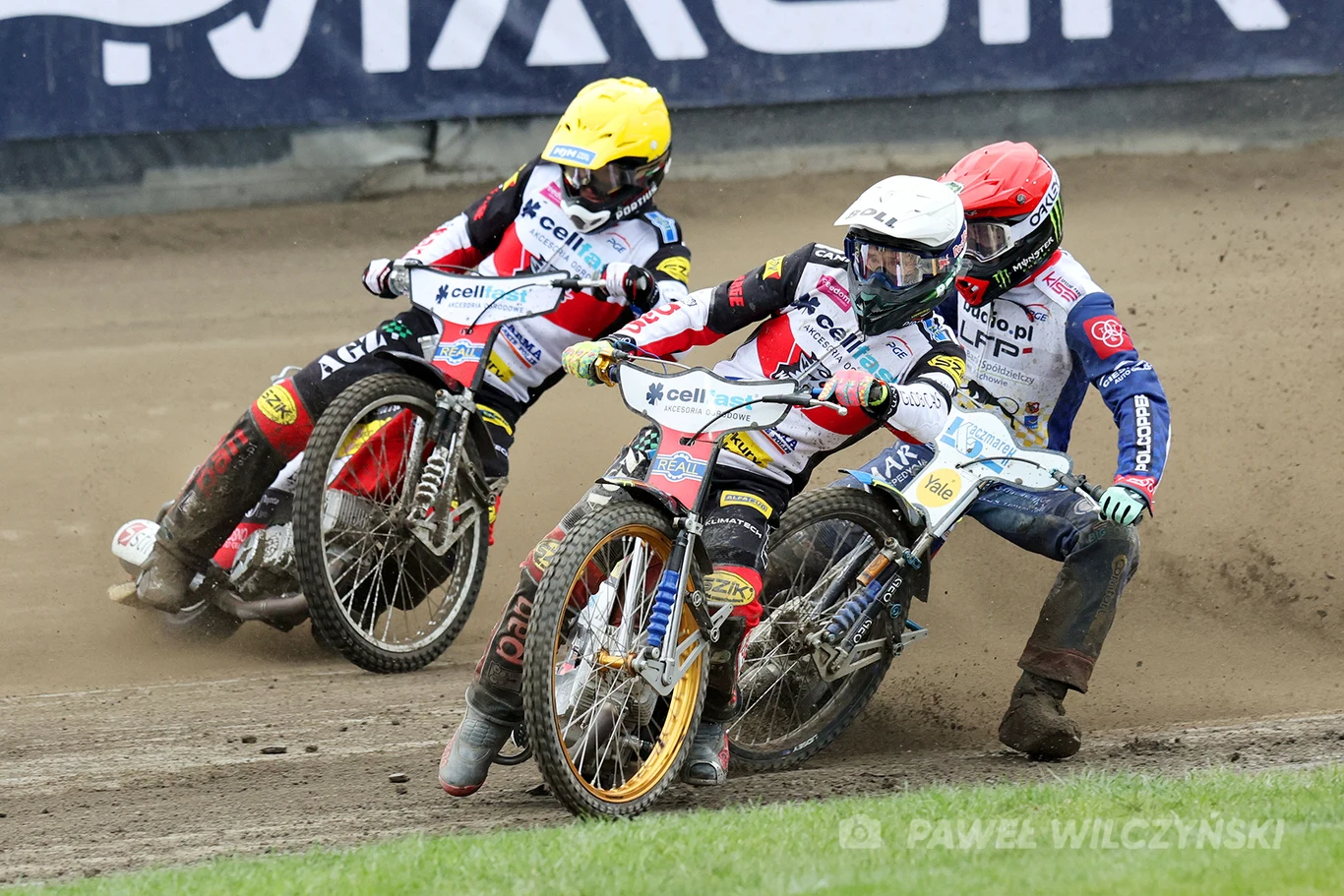 Na zdjęciu: Jaimon Lidsey (czerwony), Jason Doyle (biały), Krzysztof Kasprzak (żółty).