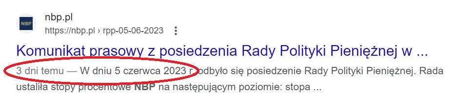 Komunikat indeksowany w wyszukiwarce
